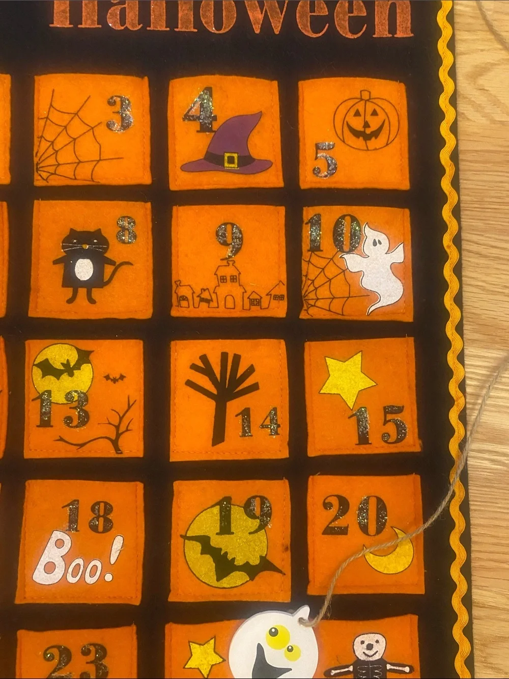 Happy Halloween Felt Countdown Wall Banner - Orange and Black